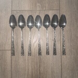 7 PCs Towle SCC Cubist Stainless Flatware Teaspoons, Aquarius Pattern, Japan MCM